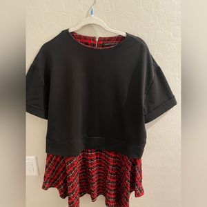ZARA SMALL Black and Red Checkered Gingham Dress with back zip NWOT